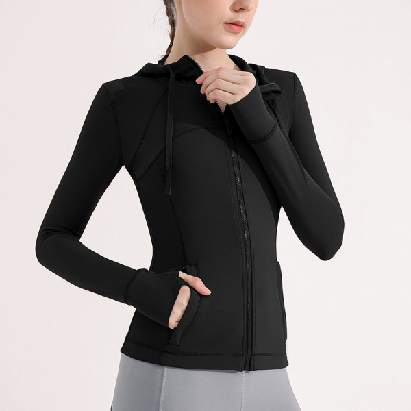 Fitness clothing breathable hooded slim training sweater 78