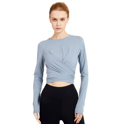 Ladies breathable slim fit strappy long sleeve yoga clothes 97