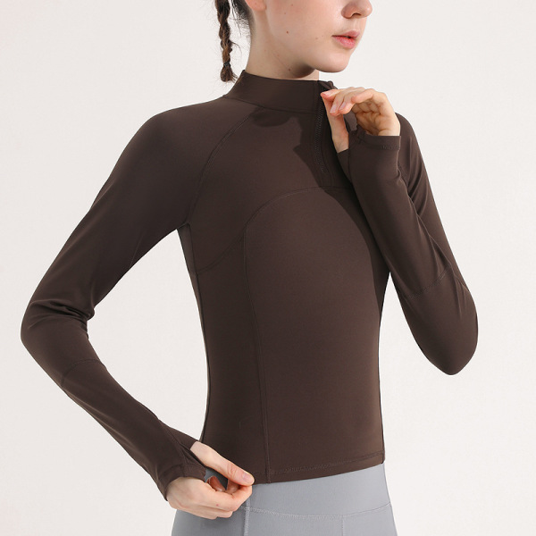 Long Sleeve Stand Collar Half Zip Top 134