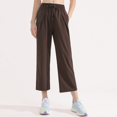 Straight all-match sweatpants wide-leg fitness casual cropped pants 45