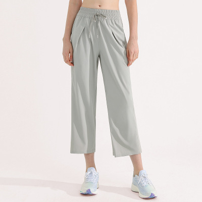 Straight all-match sweatpants wide-leg fitness casual cropped pants 45