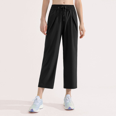 Straight all-match sweatpants wide-leg fitness casual cropped pants 45