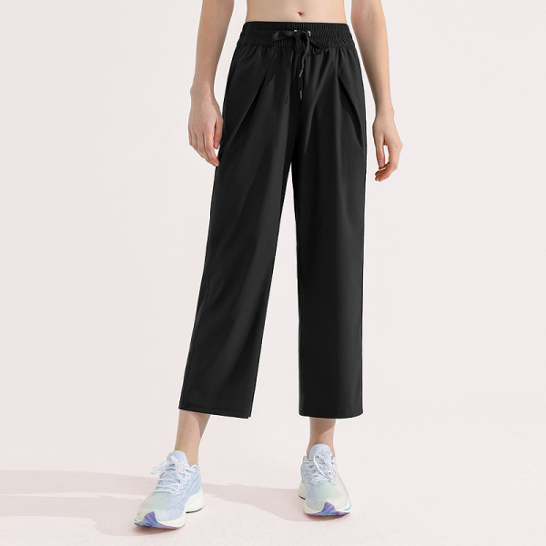 Straight all-match sweatpants wide-leg fitness casual cropped pants 45
