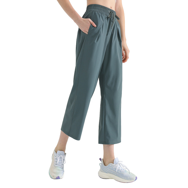 Straight all-match sweatpants wide-leg fitness casual cropped pants 45