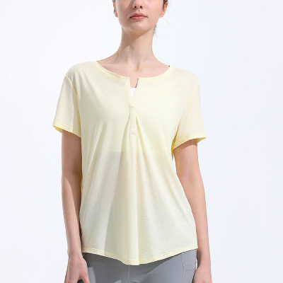 Tops T-shirt Beautiful back slit Blouse V-neck short-sleeved 35