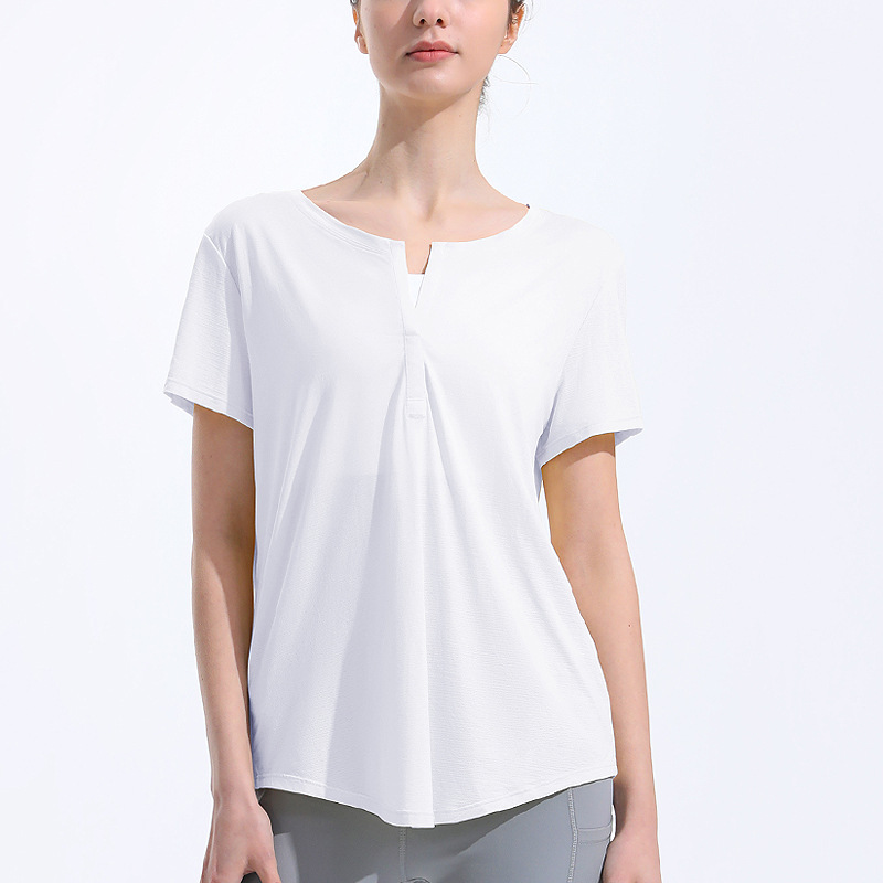 Tops T-shirt Beautiful back slit Blouse V-neck short-sleeved 35