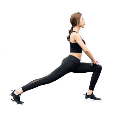 Women's high waist cropped mesh sports pants 145