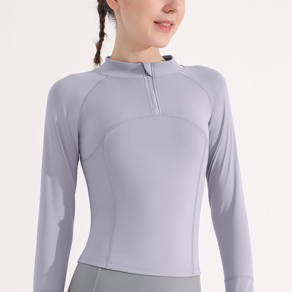 Workout Long Sleeve Half Zip Stand Collar Top 131