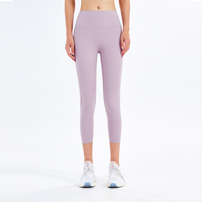Yoga clothing high waist nude cropped fitness pants 130